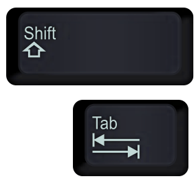 shift and tab keys